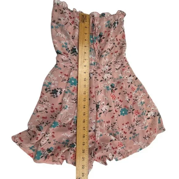 Zara Pink Floral Sleeveless Chiffon Shorts Romper Small - Picture 3 of 7